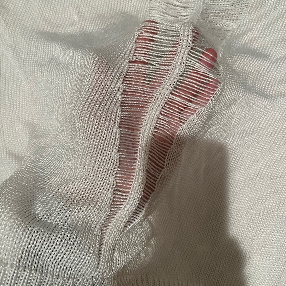 Dolce Cabo size XL Lightweight white crew neck 3/4 sleeve open back sweater - Picture 4 of 12